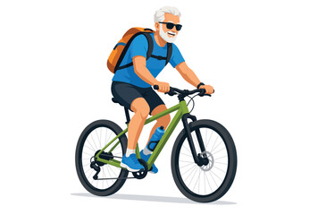 Fototapeta premium Senior Man Riding Mountain Bike.