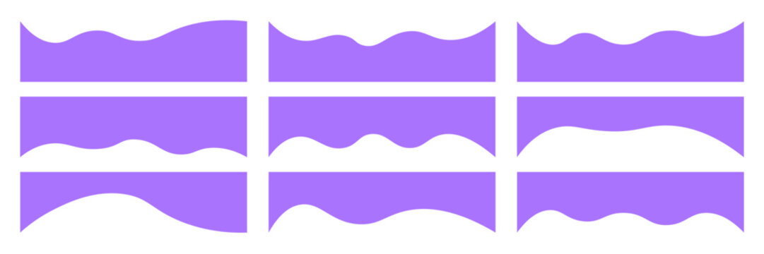 Collection of dividers shape templates. Modern separator header for website and app. Curve lines, wave collection of abstract design element for top and bottom page web site.Vector Illustration