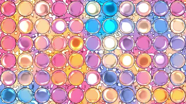 Playful Anime Candy Glass Bubbles Over Colorful Fluid Background