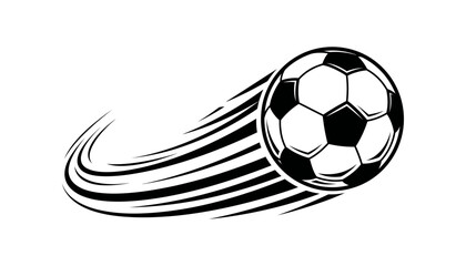 Flying Soccer Ball with Speed Trails Vector Illustration isolated on White Background