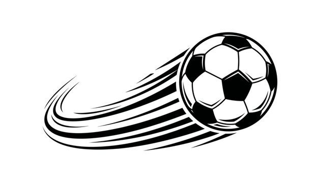 Flying Soccer Ball with Speed Trails Vector Illustration isolated on White Background