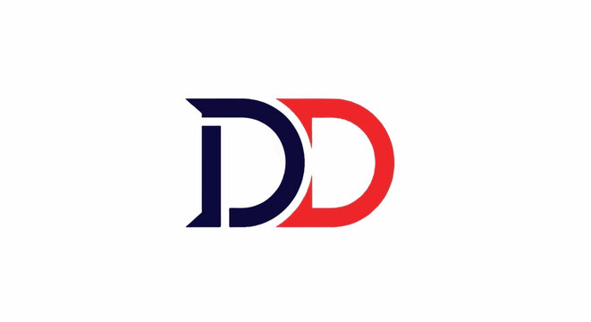 Two stylized letters "D" interlocked, one navy blue, one red