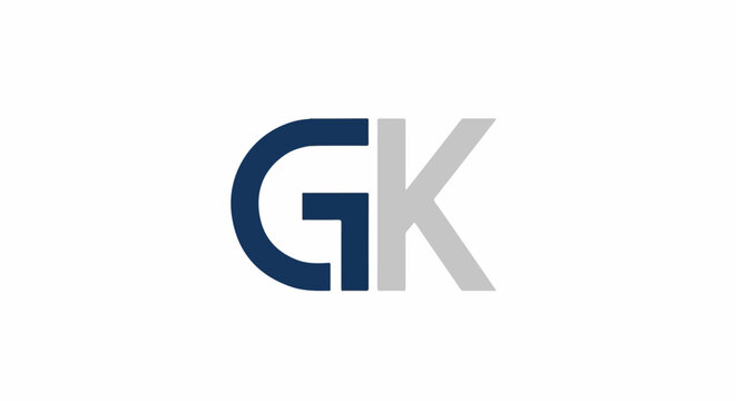 Two letters, G and K, in dark blue and light gray