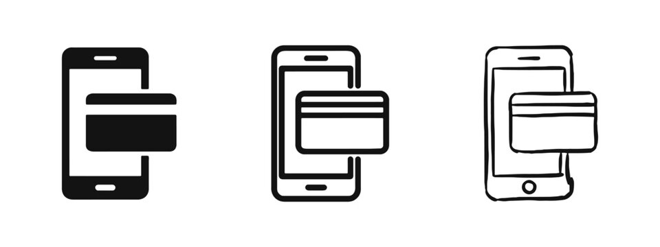 Mobile payment and digital wallet transaction icon set
