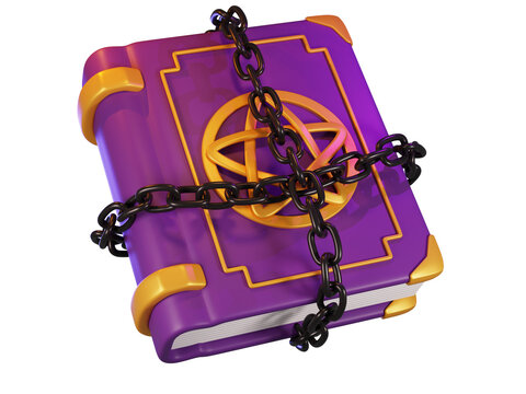 Enchanted spell book ancient grimoire mystical halloween object 3D render