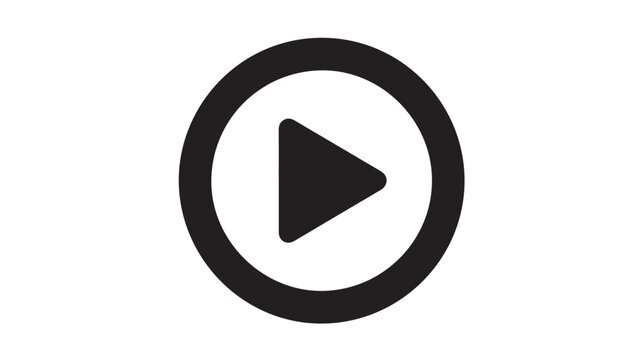 Play button icon displayed in a solid circle represents digital media playback control.