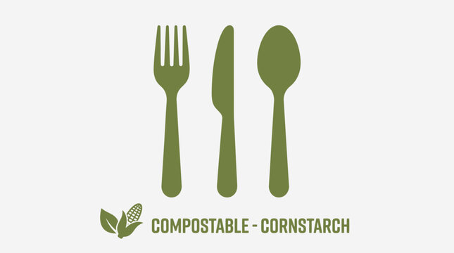 Compostable Cutlery Set Made of Cornstarch