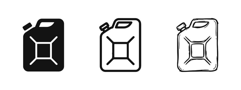 Gasoline Jerrycan and Fuel Storage Icon Set for Energy and Automotive Industry