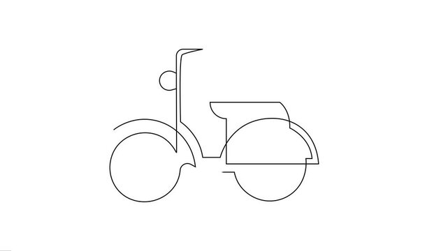 Motor Scooter Continuous Line Art Animation for City Transport. 