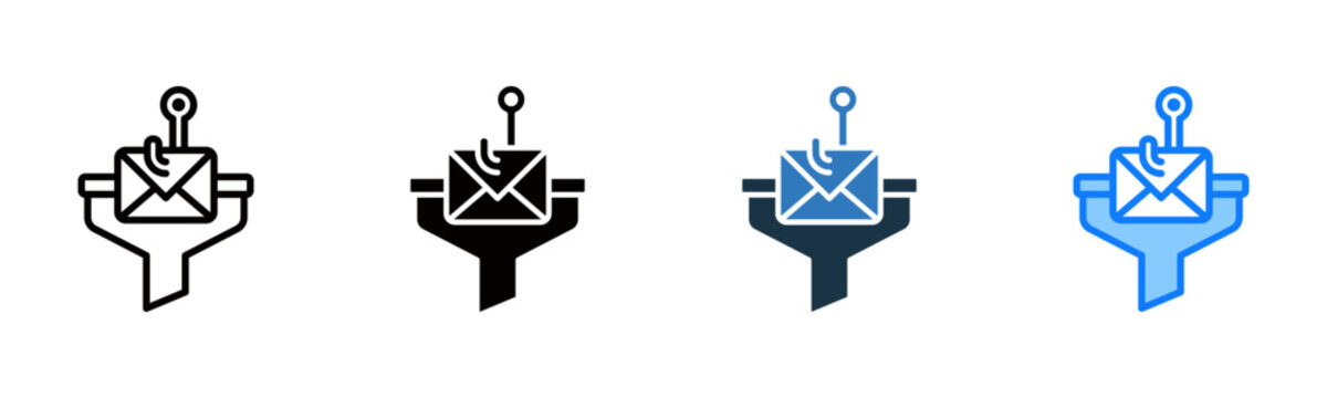 Phishing Filter icon multiple style vector illustration