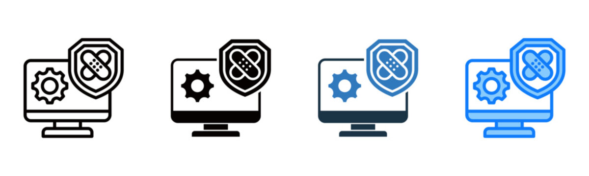 Automated Patch Management icon multiple style vector illustration