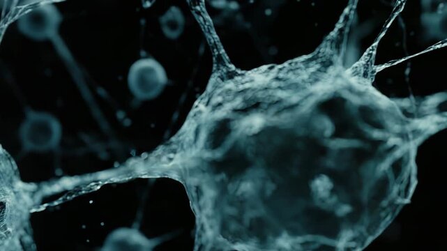 Neuron cell with intricate dendrites and axon forming a detailed neural network visualization, symbolizing brain signaling, neuroscience research, connectivity and biological complexity