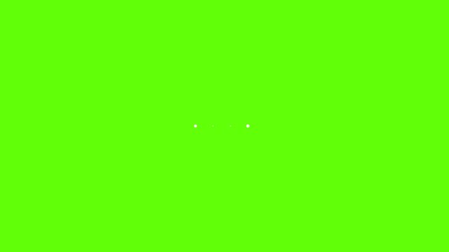 White loading dots animation representing waiting time on green screen in 4K