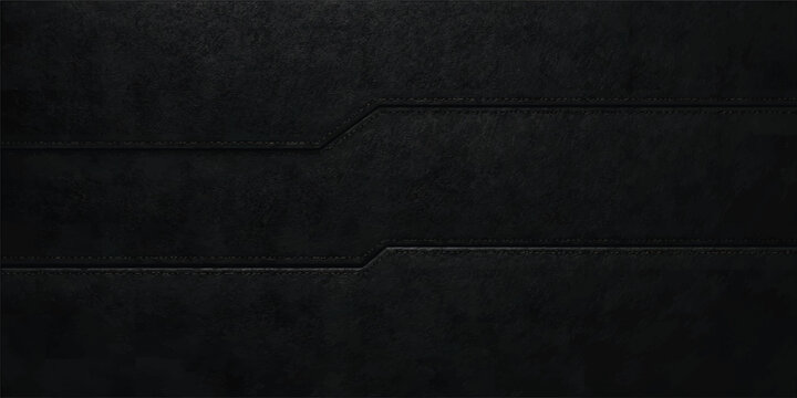 Luxury Black Leather Texture Background with Diagonal Stitch Pattern &ndash; Premium Dark Upholstery Surface for Modern Interior Design