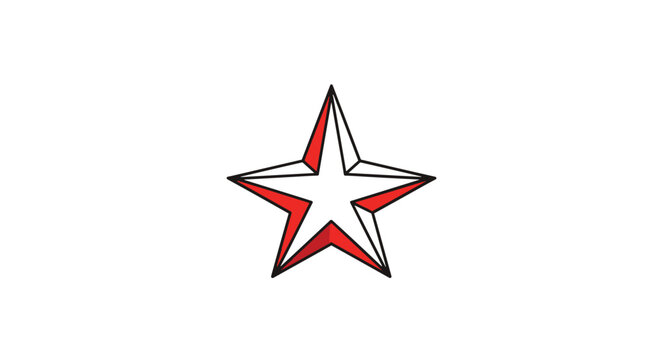 Simple red and white nautical star icon isolated on a plain white background, symbolizing guidance and classic maritime navigation.