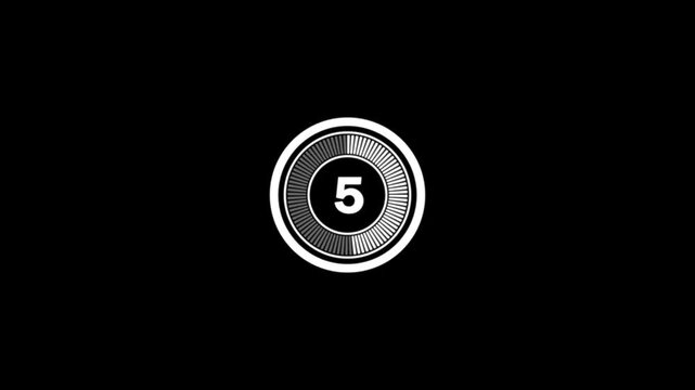 10 second countdown timer, digital circular animation from 10 to 0 seconds on black background.