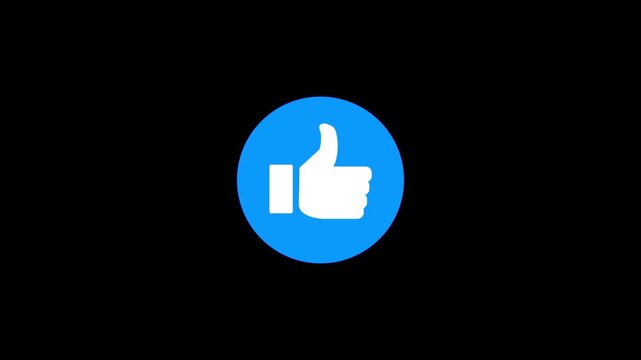 Hand thumb up icon like icon animation with black background.