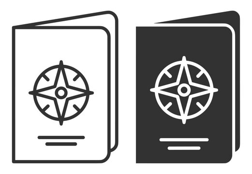 passport with compass icon travel identification document illustration on transparent background