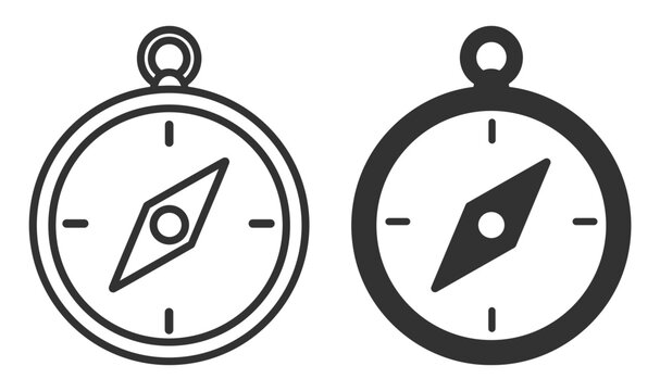 compass icon set with outline and solid styles navigation symbol design on transparent background