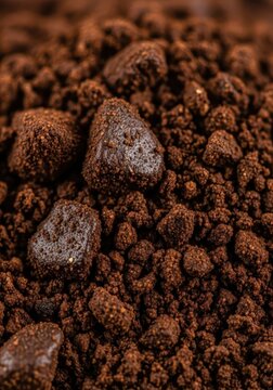 Macro Close-up of Instant Coffee Granules and Freeze-Dried Coffee Powder Texture for Bever