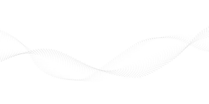 Smooth white fluid halftone wave design with transparent layered curves, abstract ribbon motion and modern futuristic gradient technology background isolated on transparent background