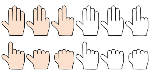 Fototapeta premium Hand-drawn cartoon and doodle set of numbers with fingers on a white background.