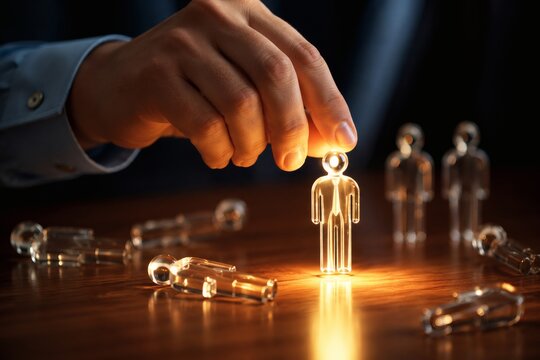 Choosing the Best: Hand Picks Glowing Figure for Success