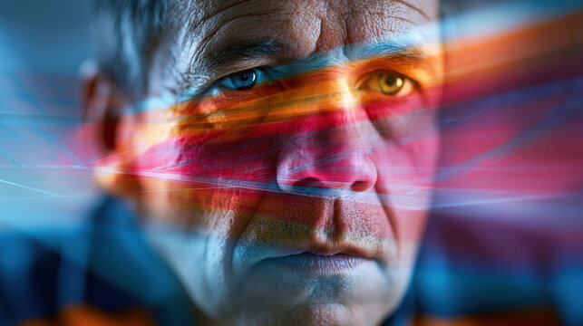 Focused midfielder in arena finals with intense expression and dynamic light streaks creating dramatic atmosphere