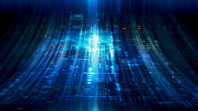 Futuristic screen display matrix, hi-tech digital data telemetry with encrypted numbers, display dynamic background for computer desktop screen display format
