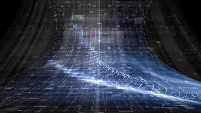 Futuristic screen display matrix, hi-tech digital data telemetry with encrypted numbers, display dynamic background for computer desktop screen display format