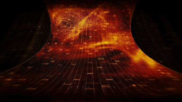 Futuristic screen display matrix, hi-tech digital data telemetry with encrypted numbers, display dynamic background for computer desktop screen display format