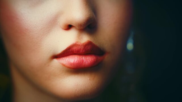 Fantasy portrait dark queen woman beautiful cropped face with glamour lipstick makeup close up pink lips perfect skin, luxury elf girl goddess, lady with fairytale silver jewelry diamonds, black night