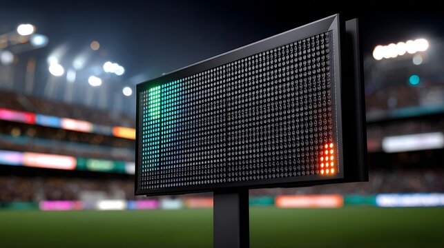 Digital Football Scoreboard Display in a Stadium During Night Event