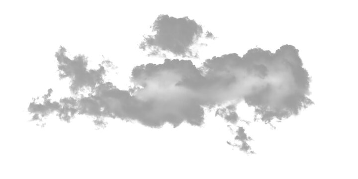 Isolated white clouds on black background for overlay and compositing design elements for atmospheric sky scenic visuals
