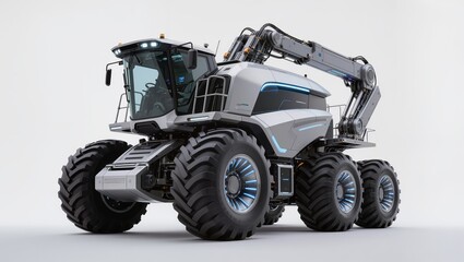 Obraz premium Futuristic Agricultural Vehicle Isolated on White Background