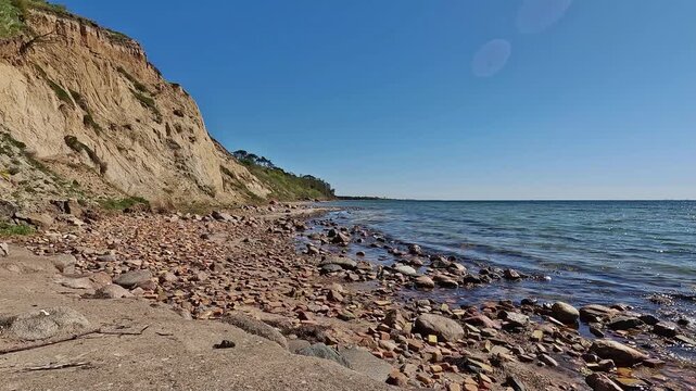 View of the steep coast Sandbergen, Hillesh&ouml;gs Dalar Nature Reserve, Skandalen Hiking Trail (S5), Landskrona Region &ndash; Sweden, Video