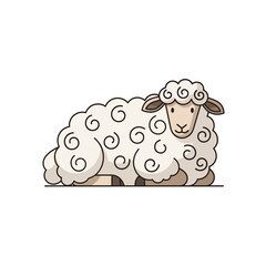 Obraz premium Cartoon sheep lying down on white background