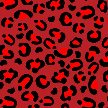 Red Leopard Seamless Pattern. Leopard Skin Texture. Ideal for packaging, wallpapers, textiles, fashion 
