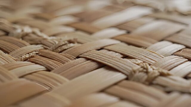 Closeup of Woven Natural Material Texture Background.