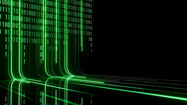 Green binary code digital data flow