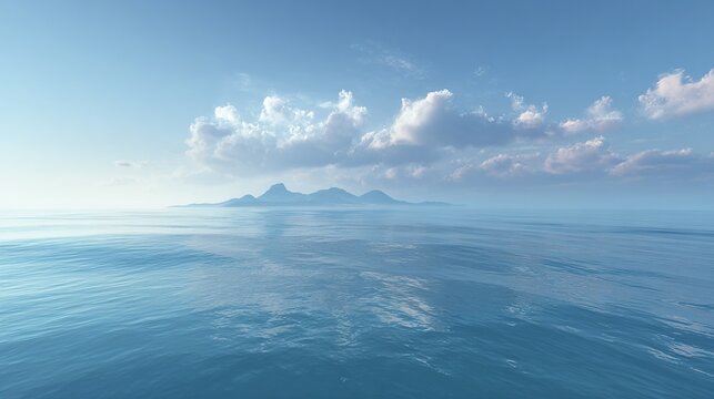 Soft Blue Bay With Floating Cloud Shadows, Ethereal Healing Niche Widescreen