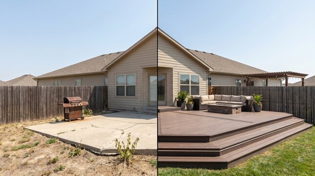 Before After Backyard Renovation Modern Deck Outdoor Living Space Home Improvement