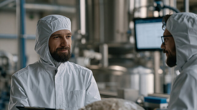 Algae-based plastic pellet production line in an industrial biofabrication facility where process engineers monitor extrusion temperatures, biopolymer viscosity outputs, and biodegradation certifica