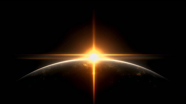Space universe exploration, fantasy, mysterious. A digital artwork depicts a celestial scene. The main subject is a radiant, radiant light source emanating from a central point, casting a warm.