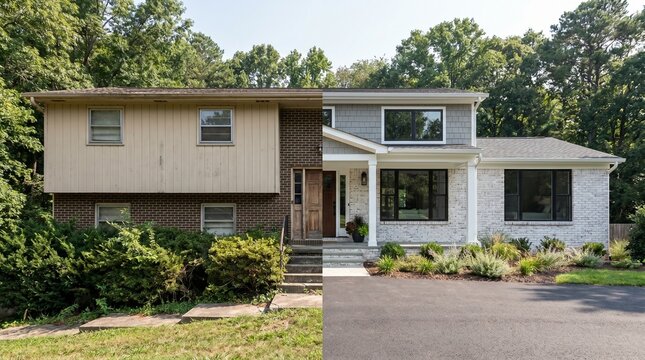 Stunning Before and After Remodel of a Split Level House Exterior
