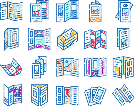 Brochures, leaflets, and pamphlets displaying information and advertisements for business promotion, document design, and corporate identity communication