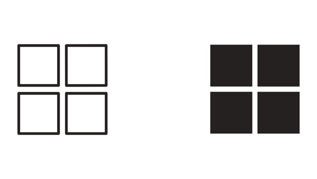 A simple graphic design element featuring two sets of four squares