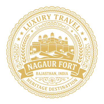 Nagaur Fort vintage gold emblem design for luxury travel Rajasthan