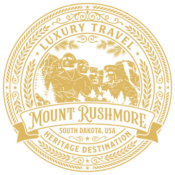 Mount Rushmore luxury travel emblem badge vector illustration