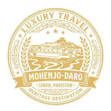 Mohenjo Daro luxury travel gold emblem design vector illustration